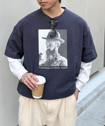 中性 slub質感 攝影印花 Tee