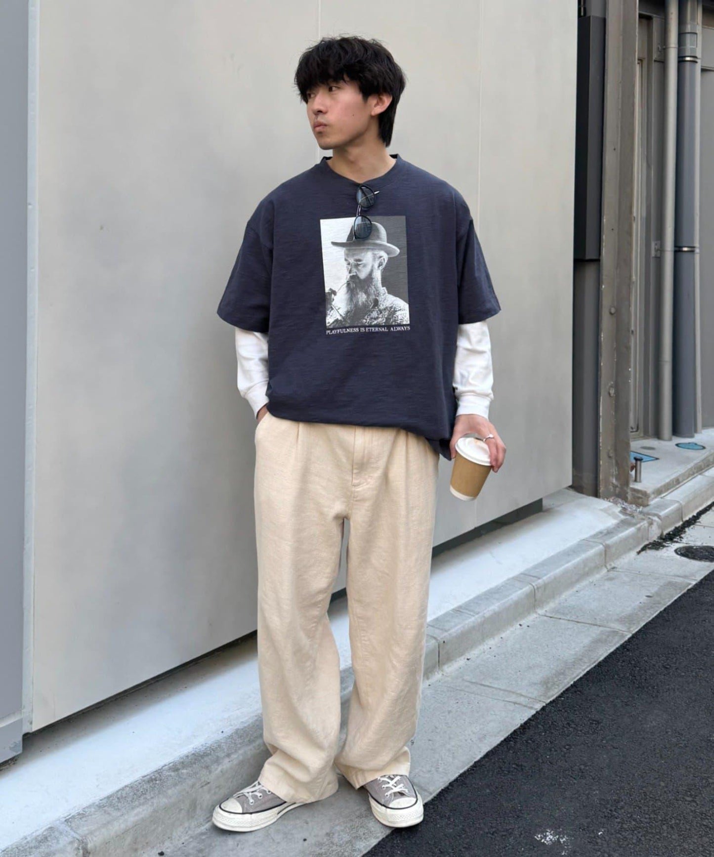 中性 slub質感 攝影印花 Tee