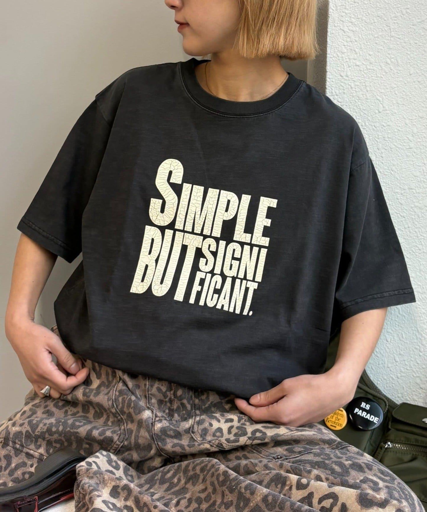 男女同款 大碼可選 竹節針織 顏料染Logo T恤