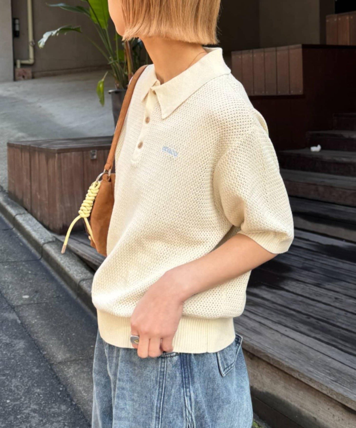 GEVACO 鏤空針織短袖Polo衫