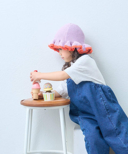 KIDS 鉤織荷葉邊 帽子