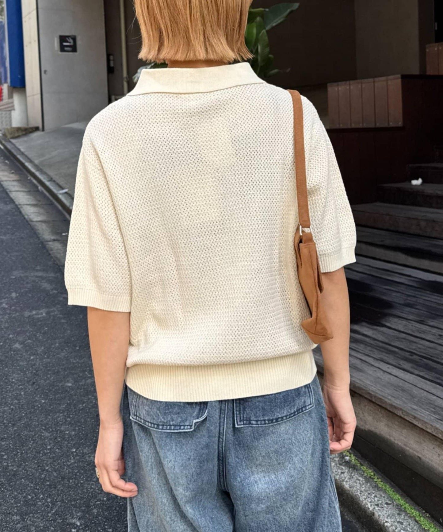 GEVACO 鏤空針織短袖Polo衫