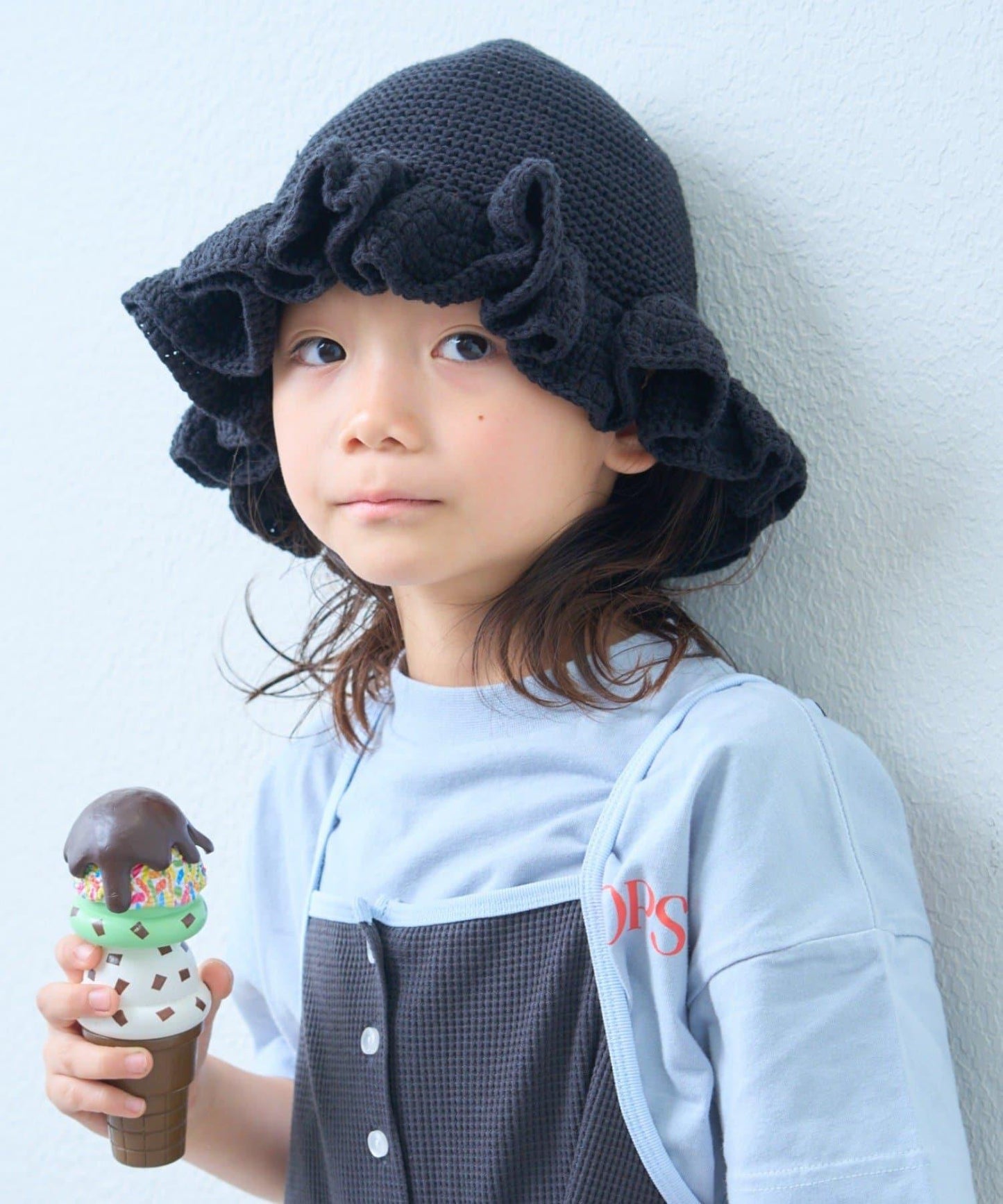 KIDS 鉤織荷葉邊 帽子
