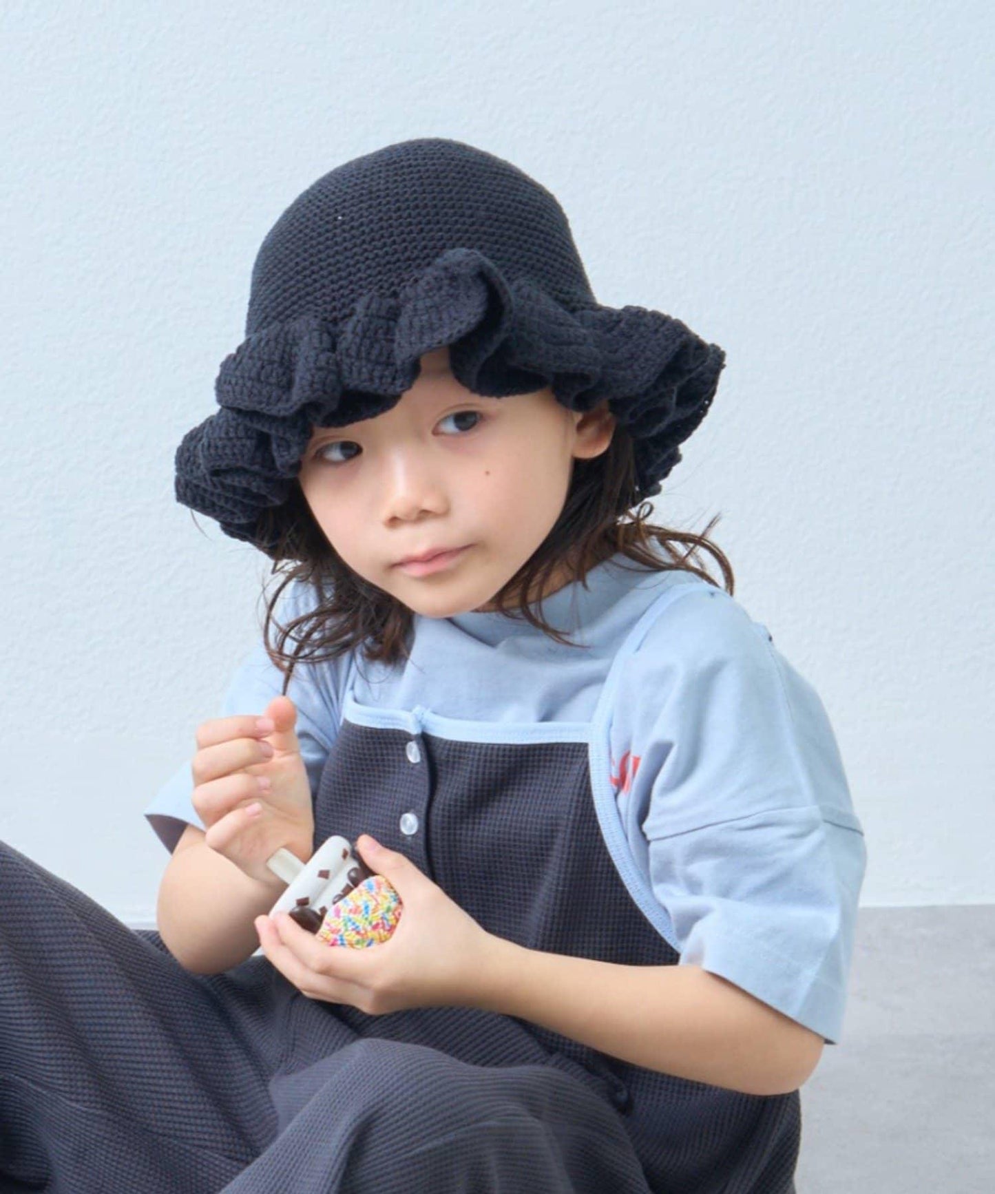KIDS 鉤織荷葉邊 帽子