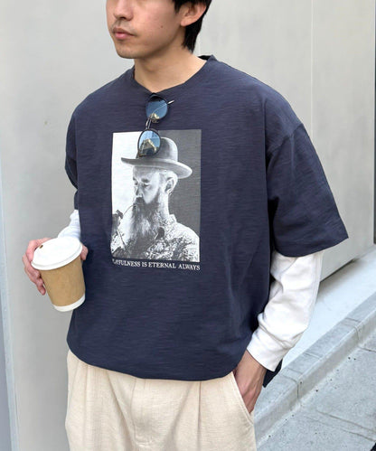 中性 slub質感 攝影印花 Tee