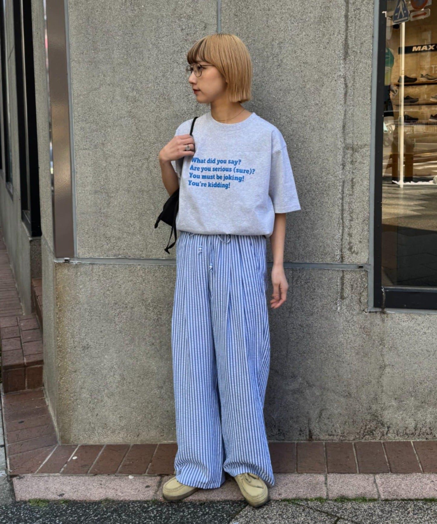 UNISEX 加大碼 條紋鬆緊 睡褲