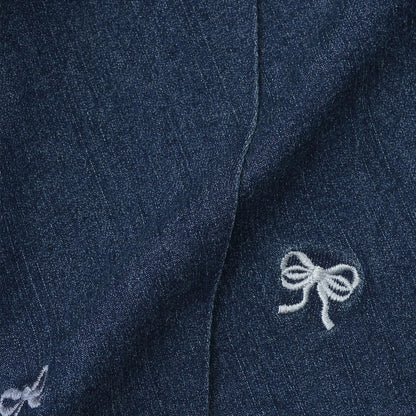 蝴蝶結刺繡 裹褶百褶設計 休閒短褲