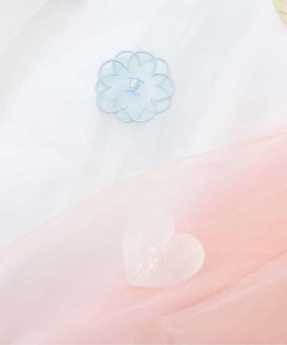 花朵愛心圖案透紗上衣
