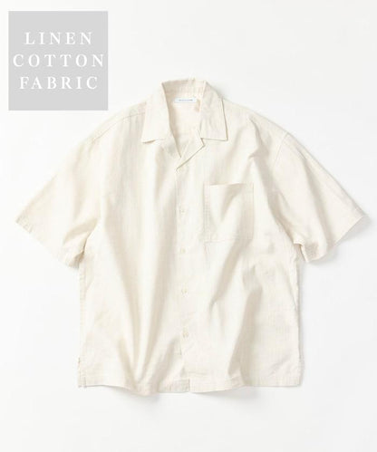 LINEN COTTON OPEN COLLAR SS SHIRT 襯衫