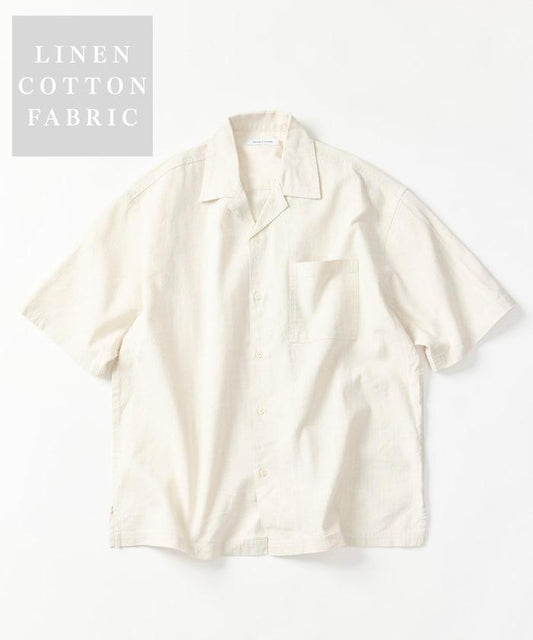 LINEN COTTON OPEN COLLAR SS SHIRT 襯衫