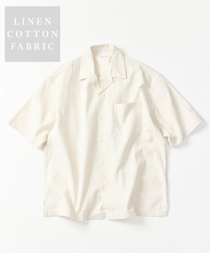 LINEN COTTON OPEN COLLAR SS SHIRT 襯衫