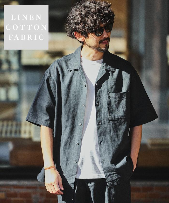 LINEN COTTON OPEN COLLAR SS SHIRT 襯衫
