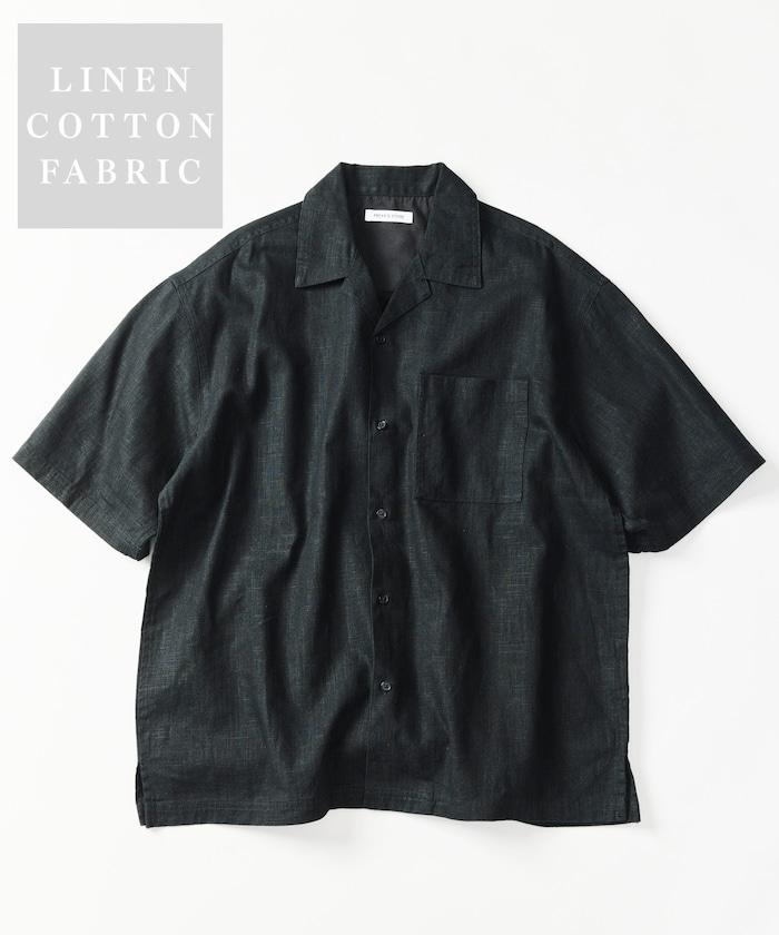 LINEN COTTON OPEN COLLAR SS SHIRT 襯衫