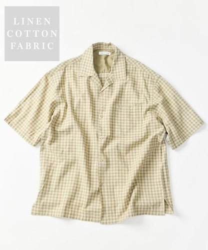 LINEN COTTON OPEN COLLAR SS SHIRT 襯衫