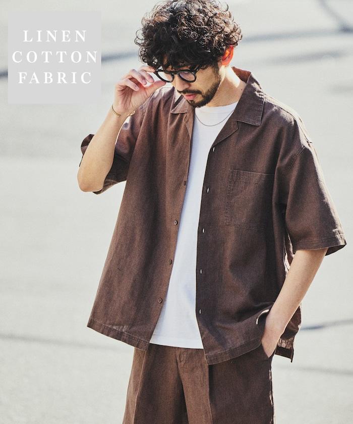 LINEN COTTON OPEN COLLAR SS SHIRT 襯衫