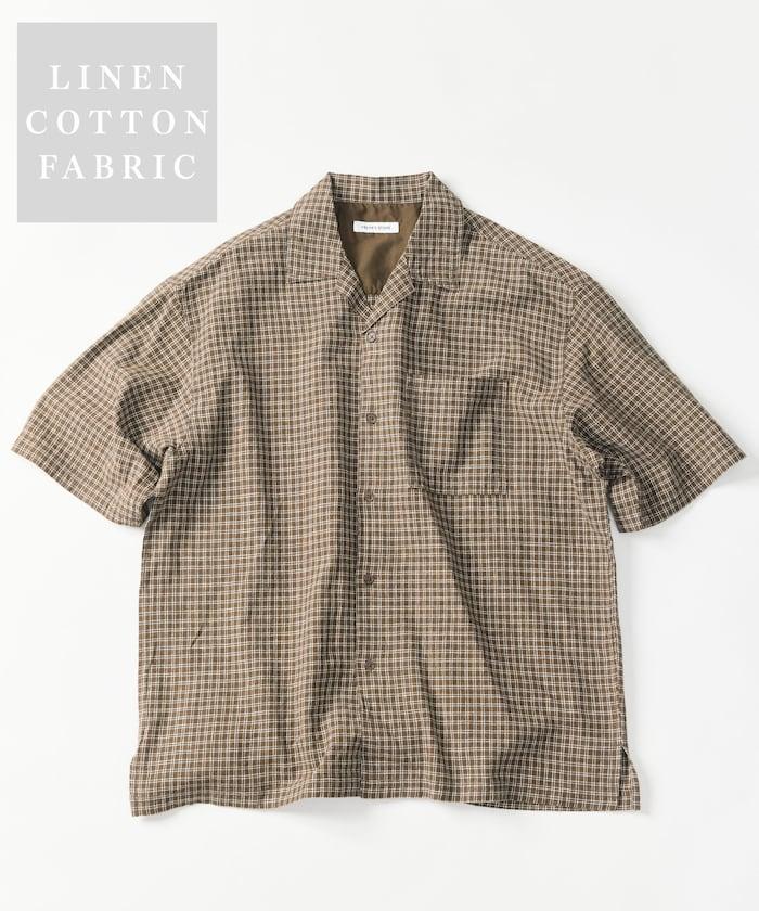 LINEN COTTON OPEN COLLAR SS SHIRT 襯衫