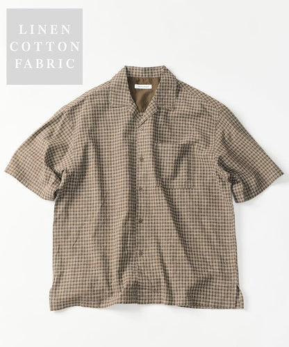 LINEN COTTON OPEN COLLAR SS SHIRT 襯衫