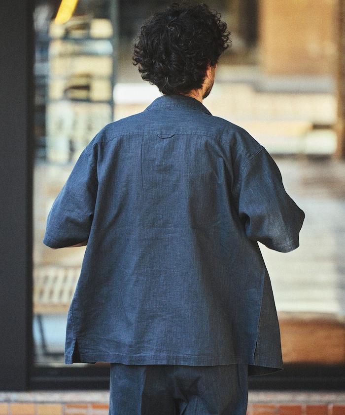 LINEN COTTON OPEN COLLAR SS SHIRT 襯衫