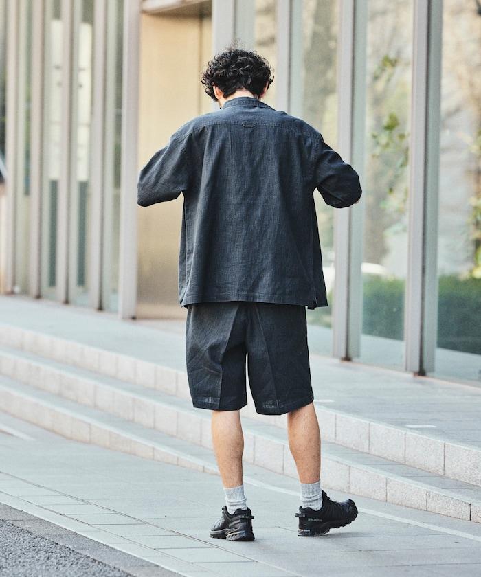 LINEN COTTON OPEN COLLAR SS SHIRT 襯衫