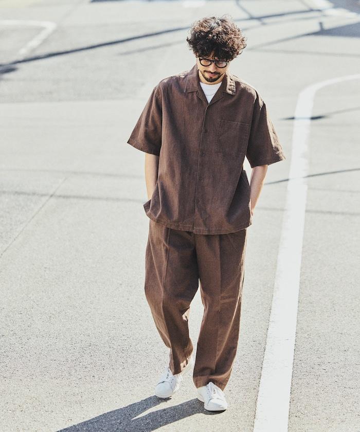 LINEN COTTON OPEN COLLAR SS SHIRT 襯衫