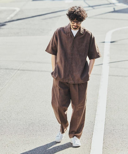 LINEN COTTON OPEN COLLAR SS SHIRT 襯衫
