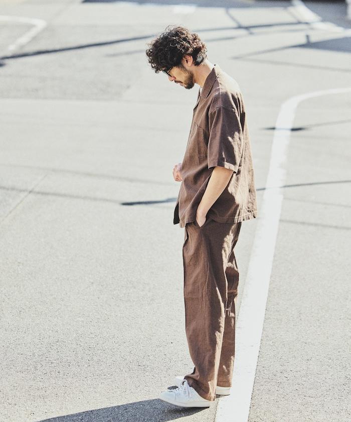 LINEN COTTON OPEN COLLAR SS SHIRT 襯衫