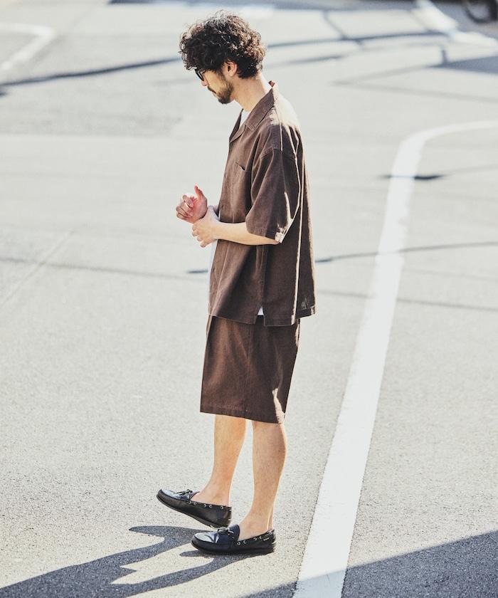 LINEN COTTON OPEN COLLAR SS SHIRT 襯衫
