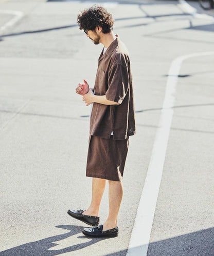 LINEN COTTON OPEN COLLAR SS SHIRT 襯衫