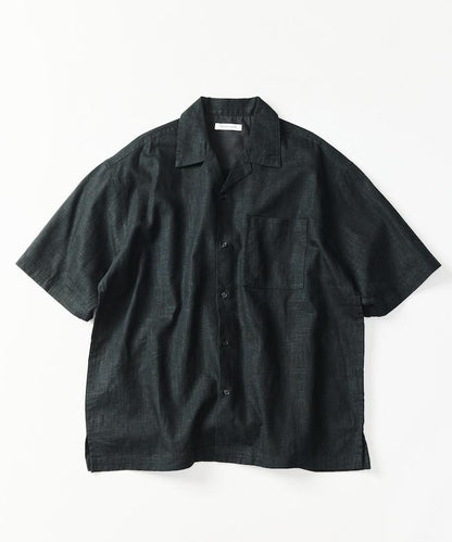 LINEN COTTON OPEN COLLAR SS SHIRT 襯衫