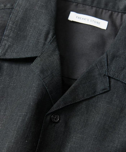 LINEN COTTON OPEN COLLAR SS SHIRT 襯衫