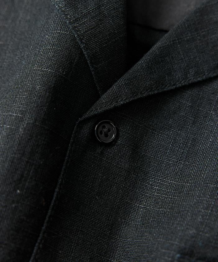LINEN COTTON OPEN COLLAR SS SHIRT 襯衫