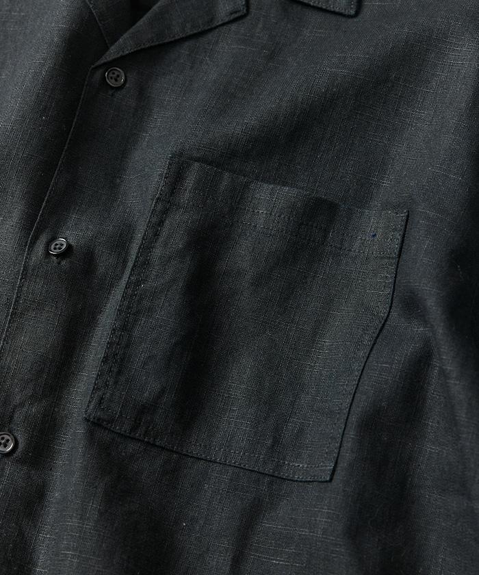 LINEN COTTON OPEN COLLAR SS SHIRT 襯衫
