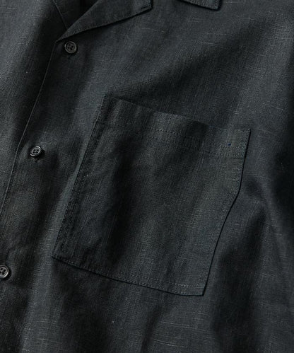 LINEN COTTON OPEN COLLAR SS SHIRT 襯衫