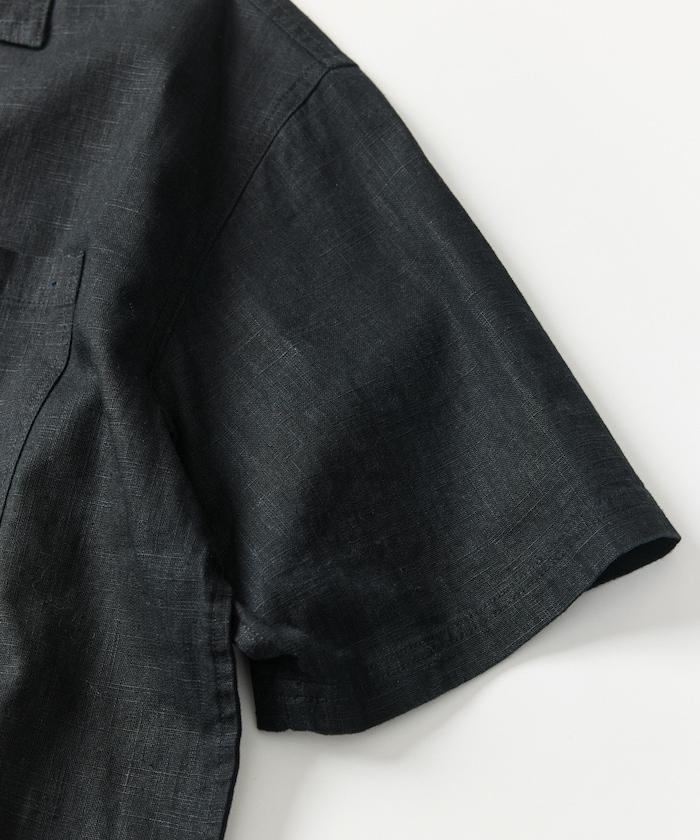 LINEN COTTON OPEN COLLAR SS SHIRT 襯衫