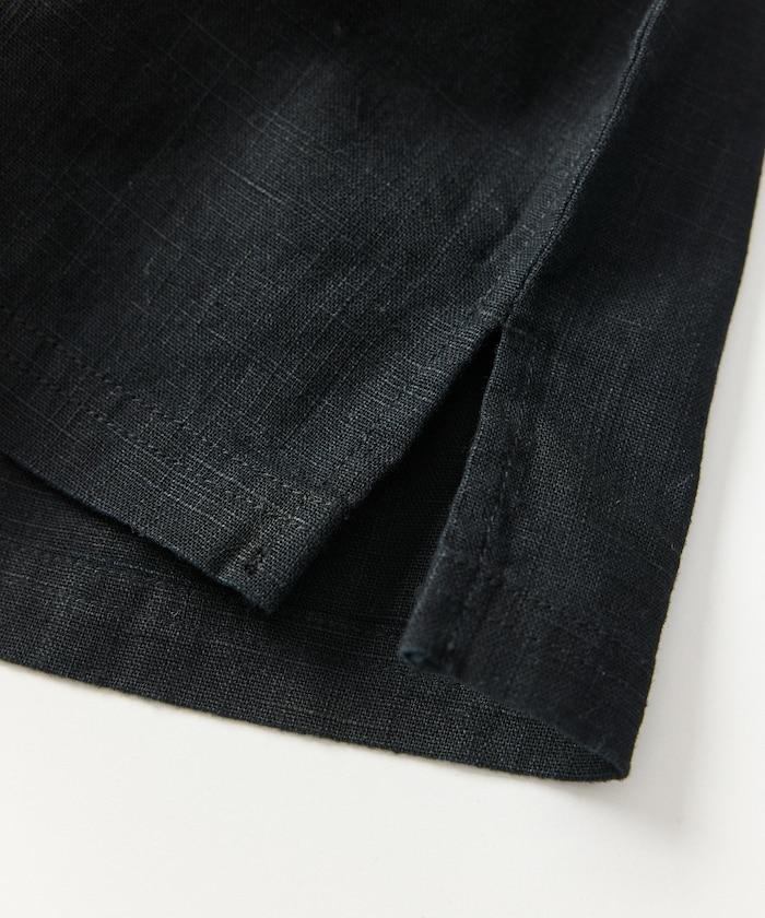 LINEN COTTON OPEN COLLAR SS SHIRT 襯衫