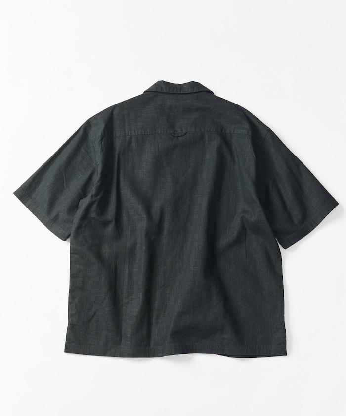 LINEN COTTON OPEN COLLAR SS SHIRT 襯衫