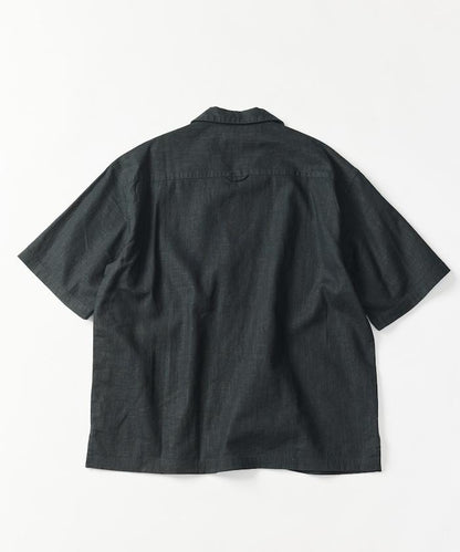 LINEN COTTON OPEN COLLAR SS SHIRT 襯衫