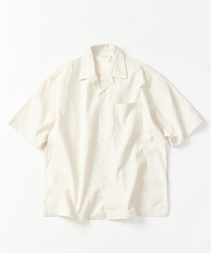 LINEN COTTON OPEN COLLAR SS SHIRT 襯衫