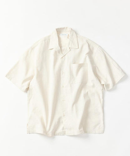 LINEN COTTON OPEN COLLAR SS SHIRT 襯衫