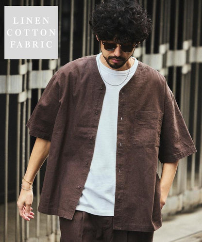 LINEN COTTON V NECK SHIRT 襯衫