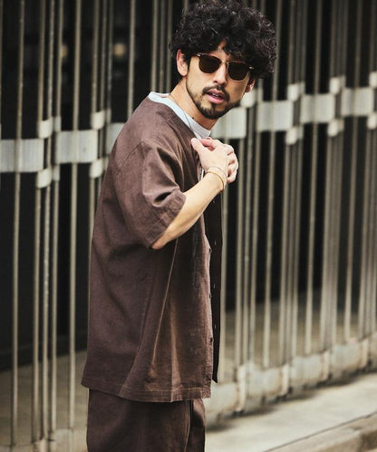LINEN COTTON V NECK SHIRT 襯衫