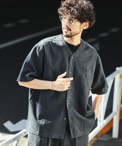 LINEN COTTON V NECK SHIRT 襯衫