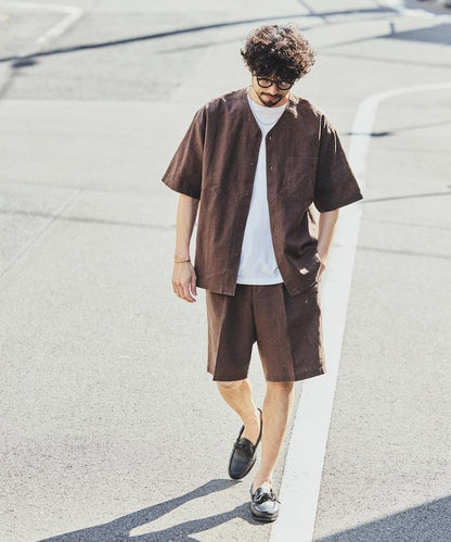 LINEN COTTON V NECK SHIRT 襯衫
