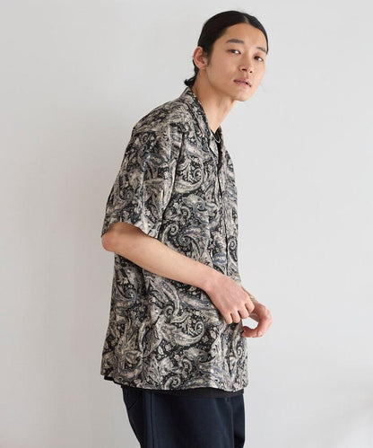 開領滿印圖案短袖襯衫（可成套搭配）