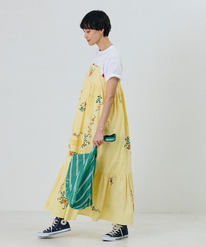 印度風花卉十字刺繡蕾絲 吊帶連衣裙