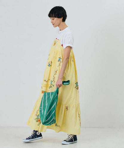 印度風花卉十字刺繡蕾絲 吊帶連衣裙