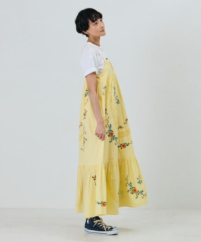 印度風花卉十字刺繡蕾絲 吊帶連衣裙