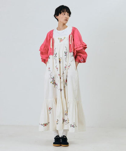 印度風花卉十字刺繡蕾絲 吊帶連衣裙