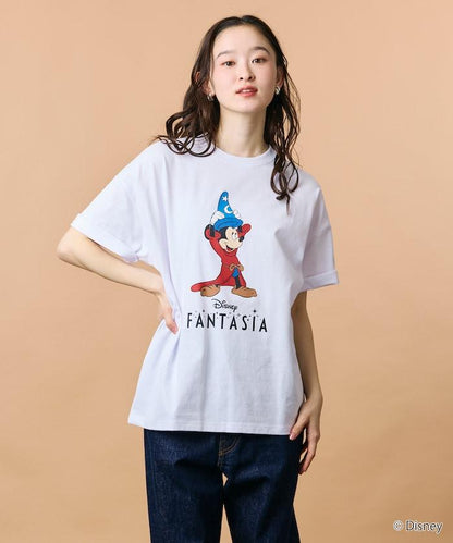 DISNEY/《迪士尼》 ファンタジア（幻想曲） ミッキーマウス 圓領印花T恤