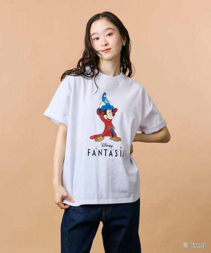 DISNEY/《迪士尼》 ファンタジア（幻想曲） ミッキーマウス 圓領印花T恤